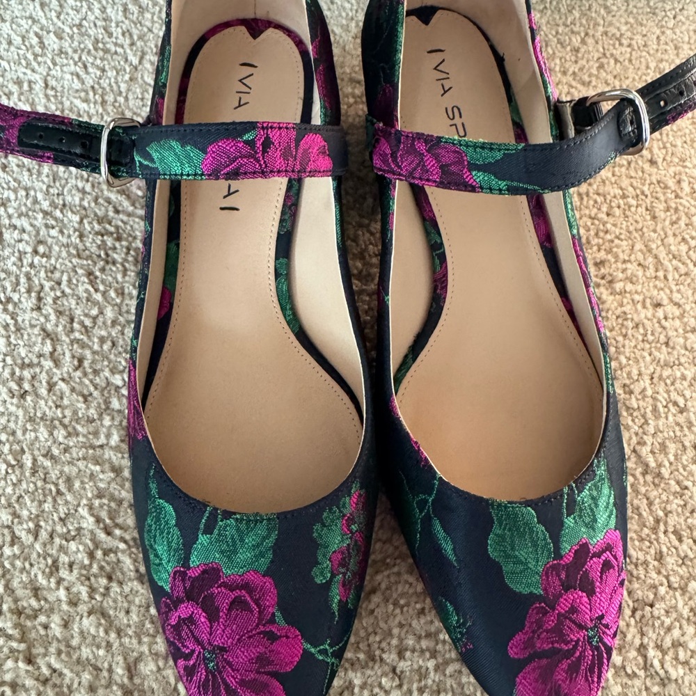 Via Spiga Satin Flower Alana Made in Italy Leather Pumps 9.5M - Picture 5 of 16
